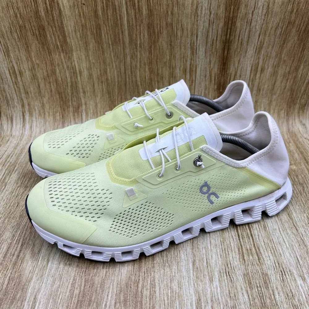 On Cloudcoast Running Shoes Men's Size 12 Lime White Mesh CloudTec 3MD10531077